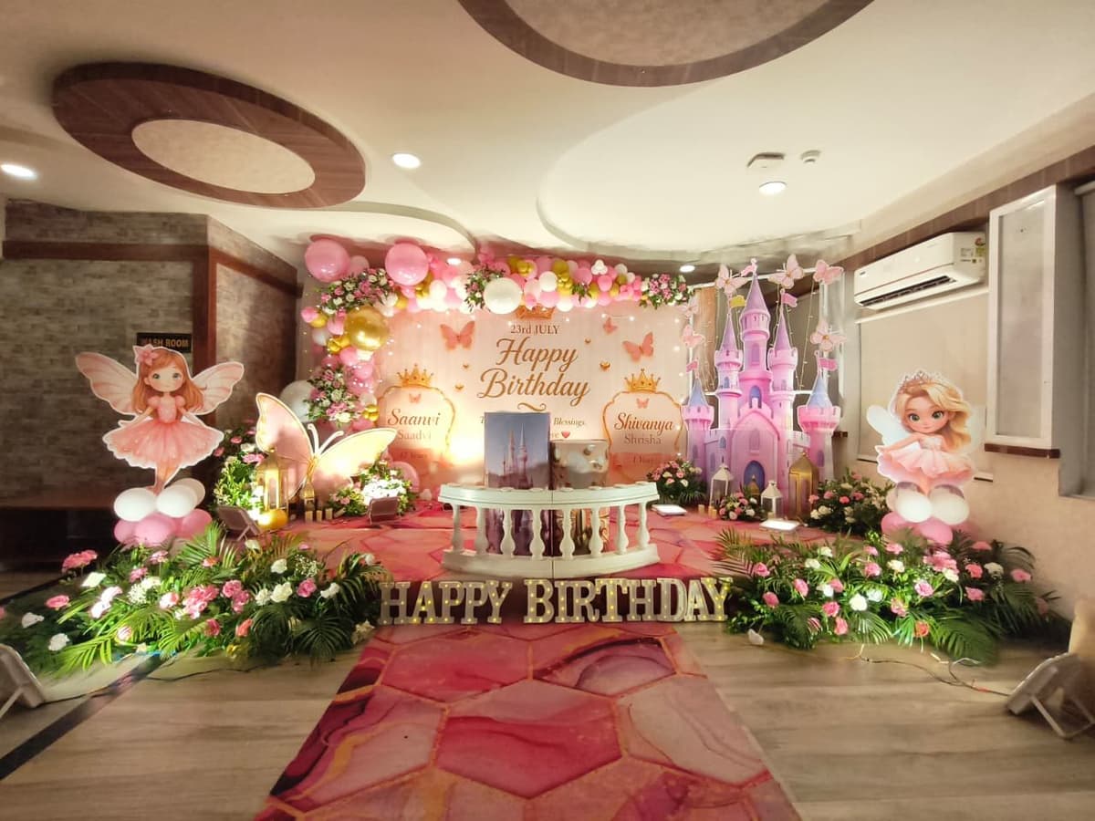 Fairy princess castle birthday stage